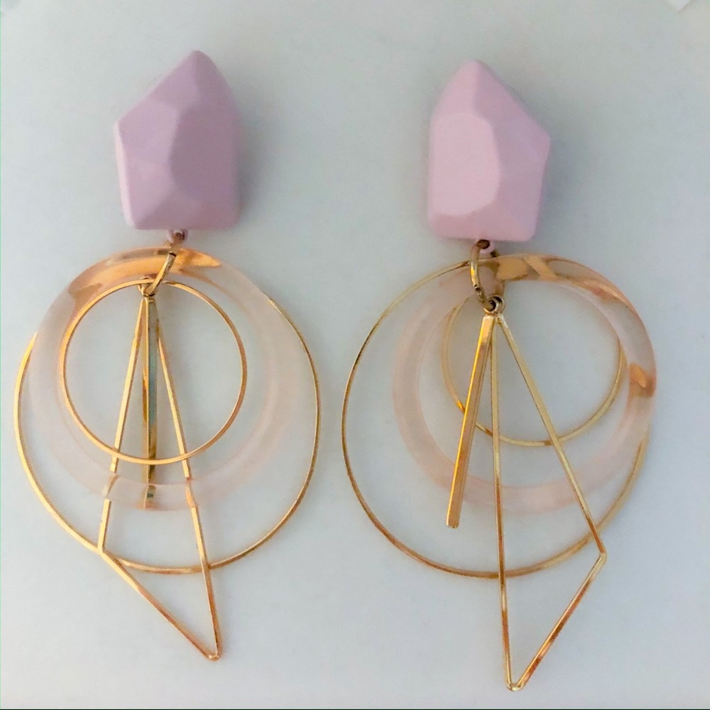 statement gold and pink earrings